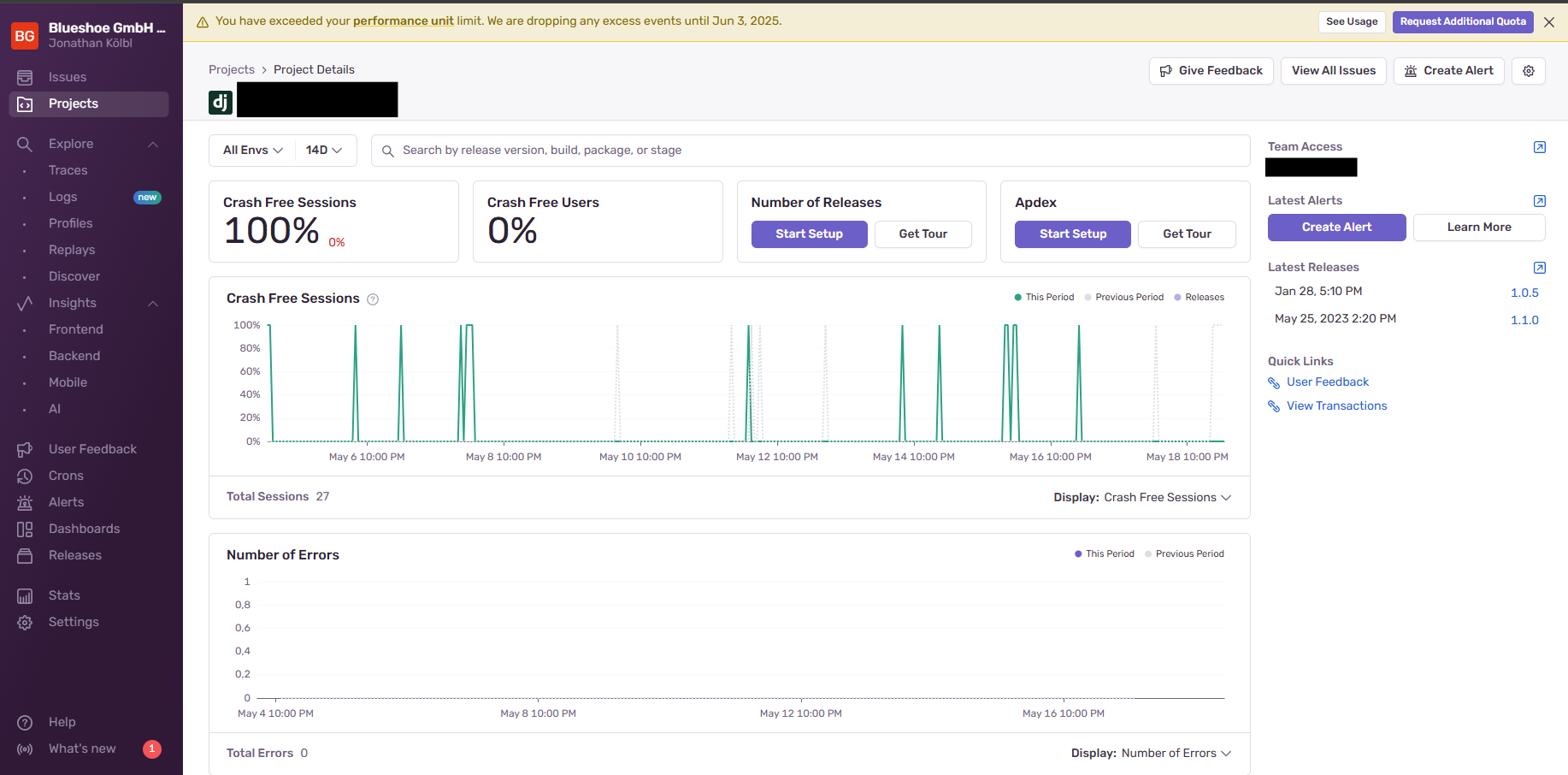 Sentry Dashboard Example